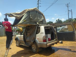 land cruiser tz with a roof top tent 