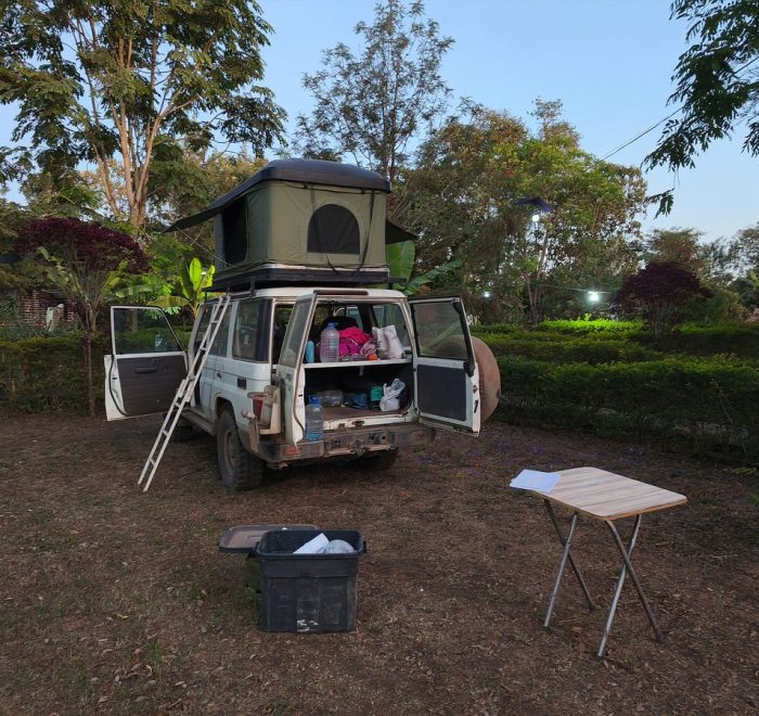 lx with a tent